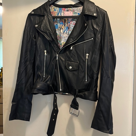 Betty & Veronica by Christian Francis Roth faux vegan Harper motorcycle jacket L - Picture 1 of 10